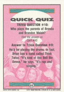 1991 Topps Beverly Hills 90210 #44 Trivia Question #10 Back