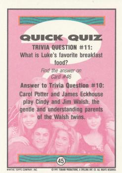 1991 Topps Beverly Hills 90210 #45 Trivia Question #11 Back