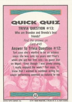 1991 Topps Beverly Hills 90210 #48 Trivia Question #13 Back