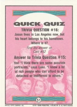 1991 Topps Beverly Hills 90210 #51 Trivia Question #16 Back