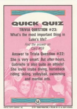 1991 Topps Beverly Hills 90210 #58 Trivia Question #23 Back