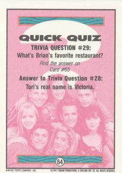 1991 Topps Beverly Hills 90210 #64 Trivia Question #29 Back