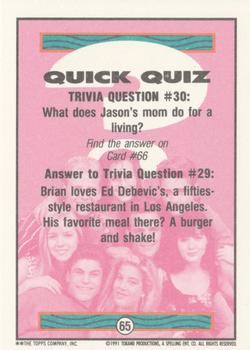 1991 Topps Beverly Hills 90210 #65 Trivia Question #30 Back