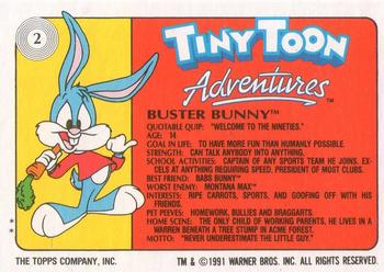 1991 Topps Tiny Toon Adventures #2 Buster Bunny Back