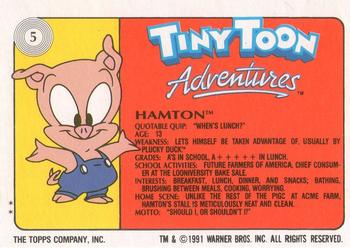 1991 Topps Tiny Toon Adventures #5 Hamton Back