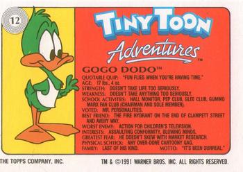 1991 Topps Tiny Toon Adventures #12 Gogo Dodo Back