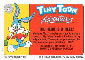 1991 Topps Tiny Toon Adventures #70 The hero Is a Heel! Back