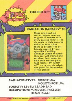 1991 Topps Toxic Crusaders #10 Radiation Rangers Back