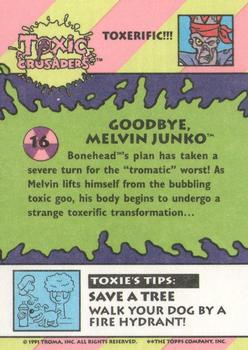 1991 Topps Toxic Crusaders #16 Goodbye, Melvin Junko Back