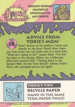 1991 Topps Toxic Crusaders #18 Advice from Toxie's Mom Back