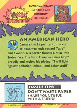 1991 Topps Toxic Crusaders #29 An American Hero Back