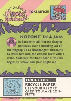 1991 Topps Toxic Crusaders #58 Nozone in a Jam Back