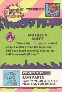 1991 Topps Toxic Crusaders #82 Mutated Mutt Back