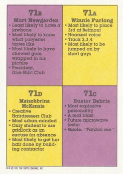 1991 Topps Toxic High School #71 Winnie Furlong/Mort Newgarden/Buster Debris/M Back