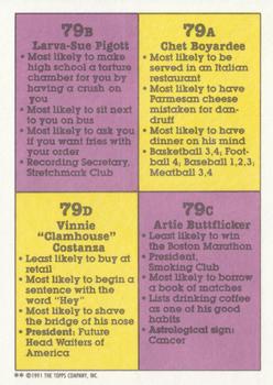 1991 Topps Toxic High School #79 Chet Boyardee/Larva-Sue Pigott/Artie Buttflic Back