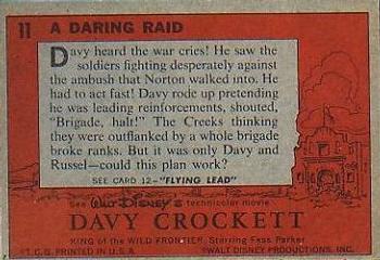 1956 Topps Davy Crockett Orange Back (R712-1) #11 A Daring Raid Back