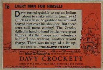 1956 Topps Davy Crockett Orange Back (R712-1) #16 Every Man for Himself Back