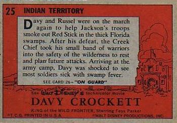 1956 Topps Davy Crockett Orange Back (R712-1) #25 Indian Territory Back