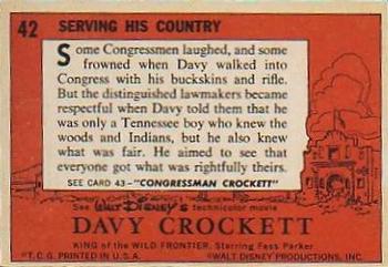 1956 Topps Davy Crockett Orange Back (R712-1) #42 Serving His Country Back