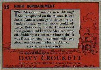 1956 Topps Davy Crockett Orange Back (R712-1) #58 Night Bombardment Back