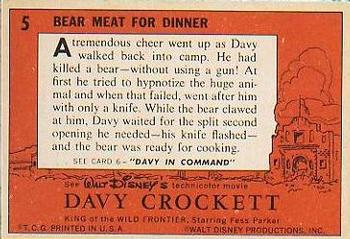 1956 Topps Davy Crockett Orange Back (R712-1) #5 Bear Meat for Dinner Back