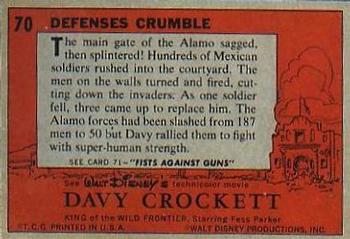 1956 Topps Davy Crockett Orange Back (R712-1) #70 Defenses Crumble Back