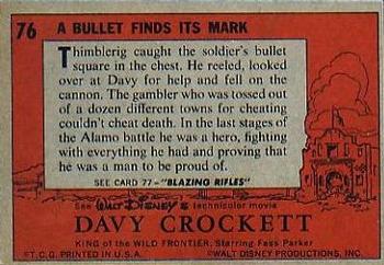1956 Topps Davy Crockett Orange Back (R712-1) #76 A Bullet Finds Its Mark Back