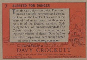 1956 Topps Davy Crockett Orange Back (R712-1) #7 Alerted for Danger Back