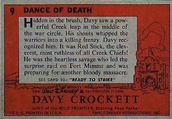 1956 Topps Davy Crockett Orange Back (R712-1) #9 Dance of Death Back