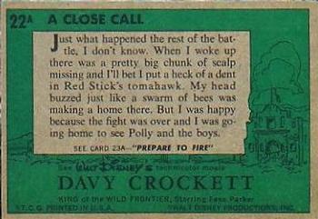 1956 Topps Davy Crockett Green Back (R712-1a) #22A A Close Call Back