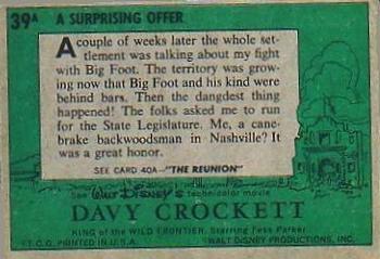 1956 Topps Davy Crockett Green Back (R712-1a) #39A A Surprising offer Back