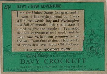 1956 Topps Davy Crockett Green Back (R712-1a) #41A Davy's New Adventure Back