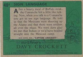 1956 Topps Davy Crockett Green Back (R712-1a) #48A Sign Language Back