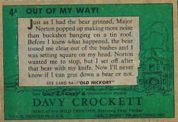 1956 Topps Davy Crockett Green Back (R712-1a) #4A Out of my Way! Back