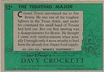 1956 Topps Davy Crockett Green Back (R712-1a) #52A The Fighting Major Back