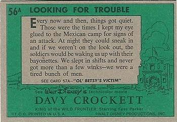 1956 Topps Davy Crockett Green Back (R712-1a) #56A Looking for Trouble Back