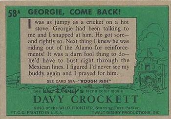 1956 Topps Davy Crockett Green Back (R712-1a) #58A Georgie, Come Back! Back