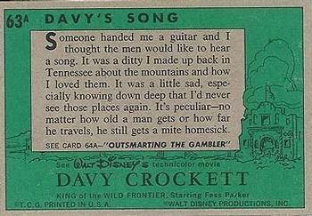 1956 Topps Davy Crockett Green Back (R712-1a) #63A Davy's Song Back