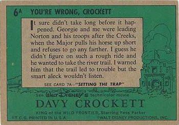 1956 Topps Davy Crockett Green Back (R712-1a) #6A You're Wrong, Crockett Back