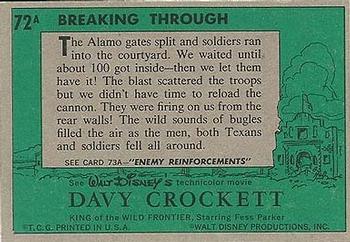 1956 Topps Davy Crockett Green Back (R712-1a) #72A Breaking Through Back