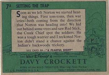 1956 Topps Davy Crockett Green Back (R712-1a) #7A Setting the Trap Back
