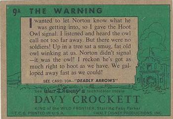 1956 Topps Davy Crockett Green Back (R712-1a) #9A The Warning Back