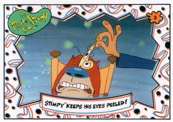 1993 Topps Nicktoons #3 Stimpy keeps his eyes peeled Front
