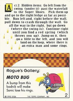 1993 Topps Sonic the Hedgehog #2 Moto Bug Back