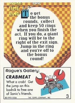 1993 Topps Sonic the Hedgehog #3 Crabmeat Back