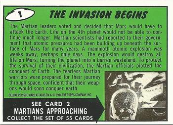 1994 Topps Mars Attacks #1 The Invasion Begins Back