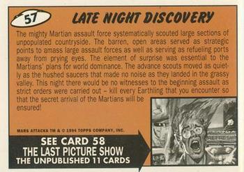 1994 Topps Mars Attacks #57 Late Night Discovery Back
