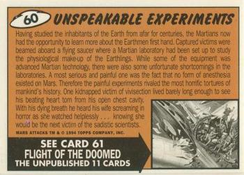 1994 Topps Mars Attacks #60 Unspeakable Experiments Back