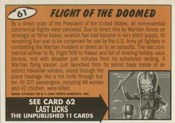 1994 Topps Mars Attacks #61 Flight of the Doomed Back