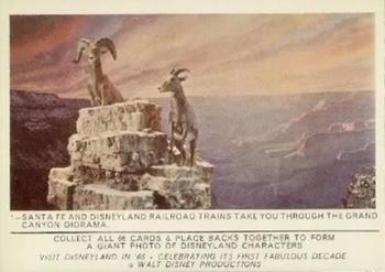 1965 Donruss Disneyland (Puzzle Back) #1 Santa Fe and Disneyland Railroad Trains Take You Through Grand Canyon Diorama Front